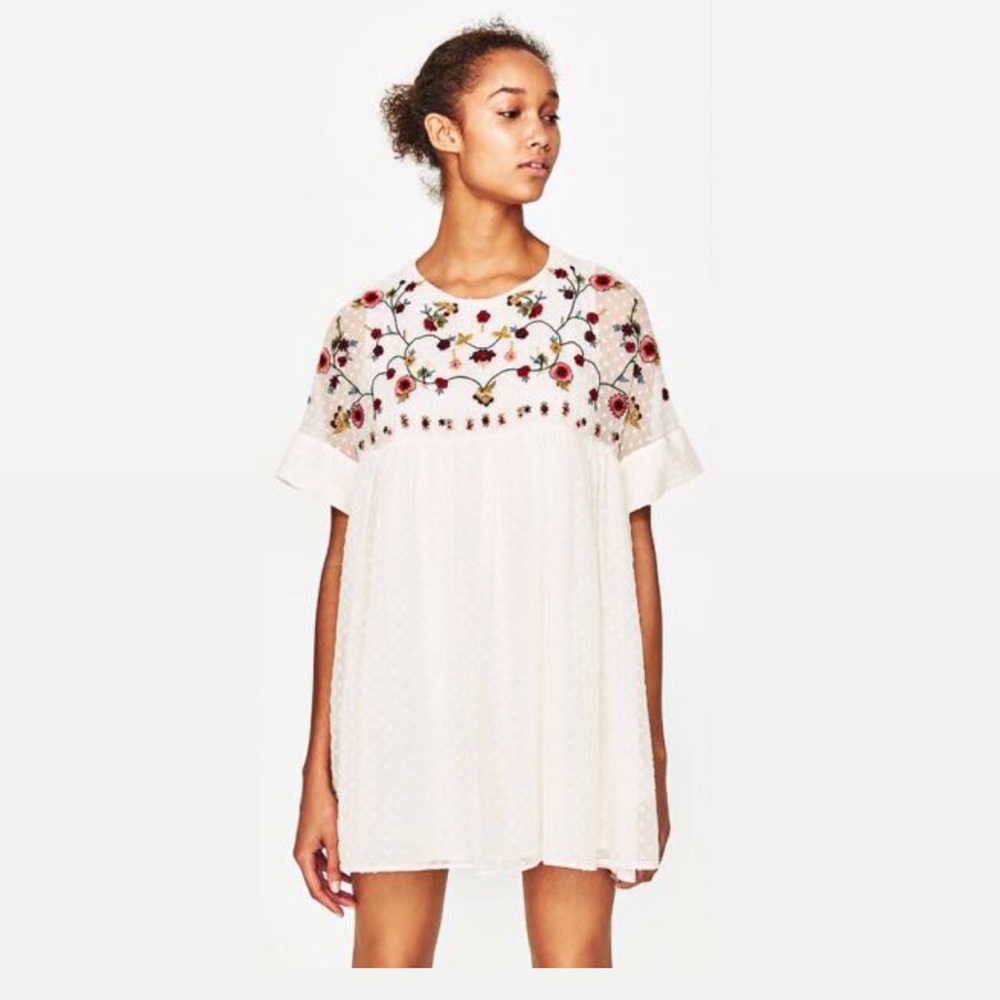 ZARA Tulle Embroidered Dress